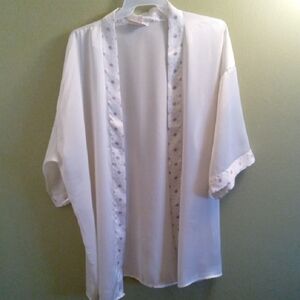 Womans L Body Drama Chic Pink and White Robe for Intimate Comfort